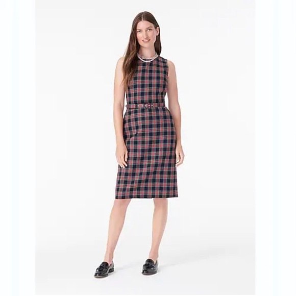 NEW J. Crew Belted Sheath Dress Stewart Tartan Plaid Size 4 - Picture 3 of 5